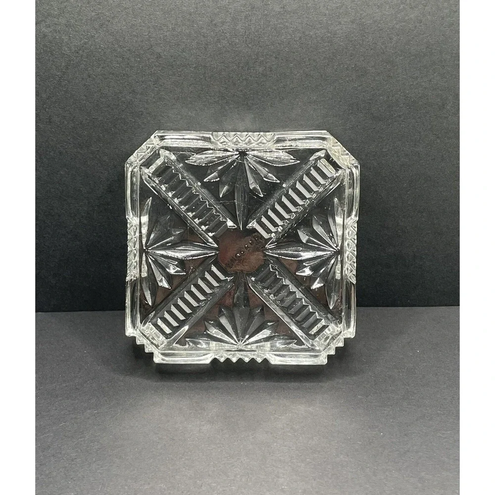 Vintage MCM Crystal Cut Trinket Holder Ashtray. 3.5